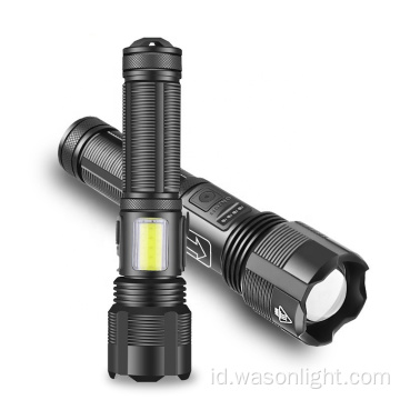 Penjual Terbaik Lumens High Hidy Compact Outdoor Waterproof USB-C Senter Rechargeable 5 Mode Genggam XHP50 Torch